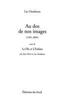 Copertina  Au dos de nos images : (1991-2005) : suivi de Le fils et l'enfant