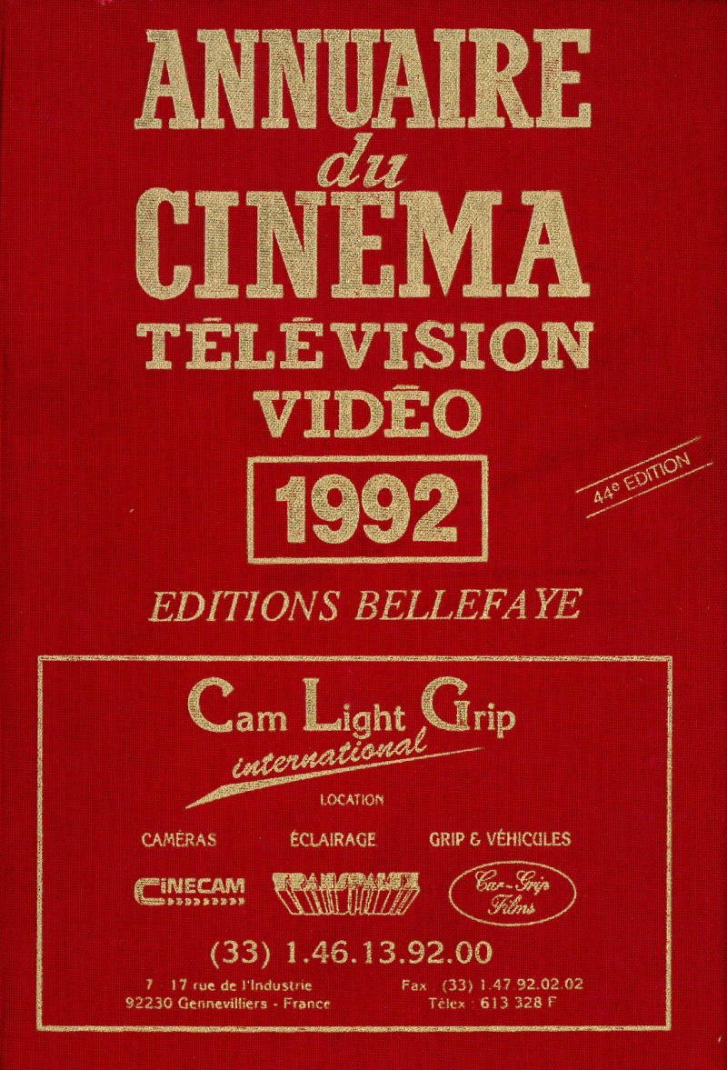 Copertina  Annuaire du cinéma, télévision, vidéo 1992